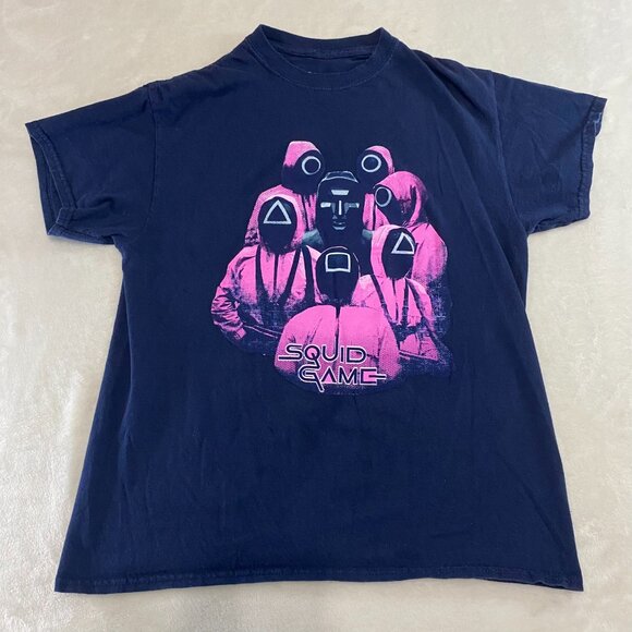 Netflix Squid Game Navy Blue T-Shirt Size Medium 100% Cotton - Picture 1 of 8